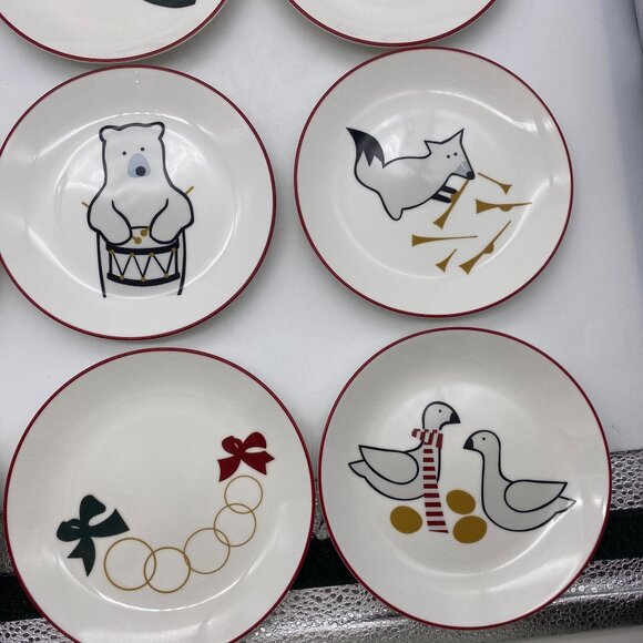 Crate & Barrel Joan Anderson 12 Days of Christmas Appetizer Plates with Stand, S - Picture 5 of 16